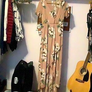 Beautiful light pink maxi floral dress